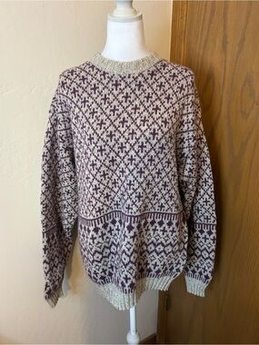 Vintage EMS Eastern Mountain Sports Wool Fair Isle Sweater Made in USA Size M
